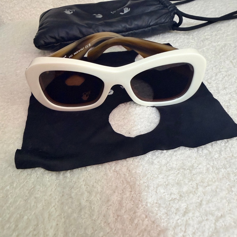 Off-White Cream and Brown Sunglasses